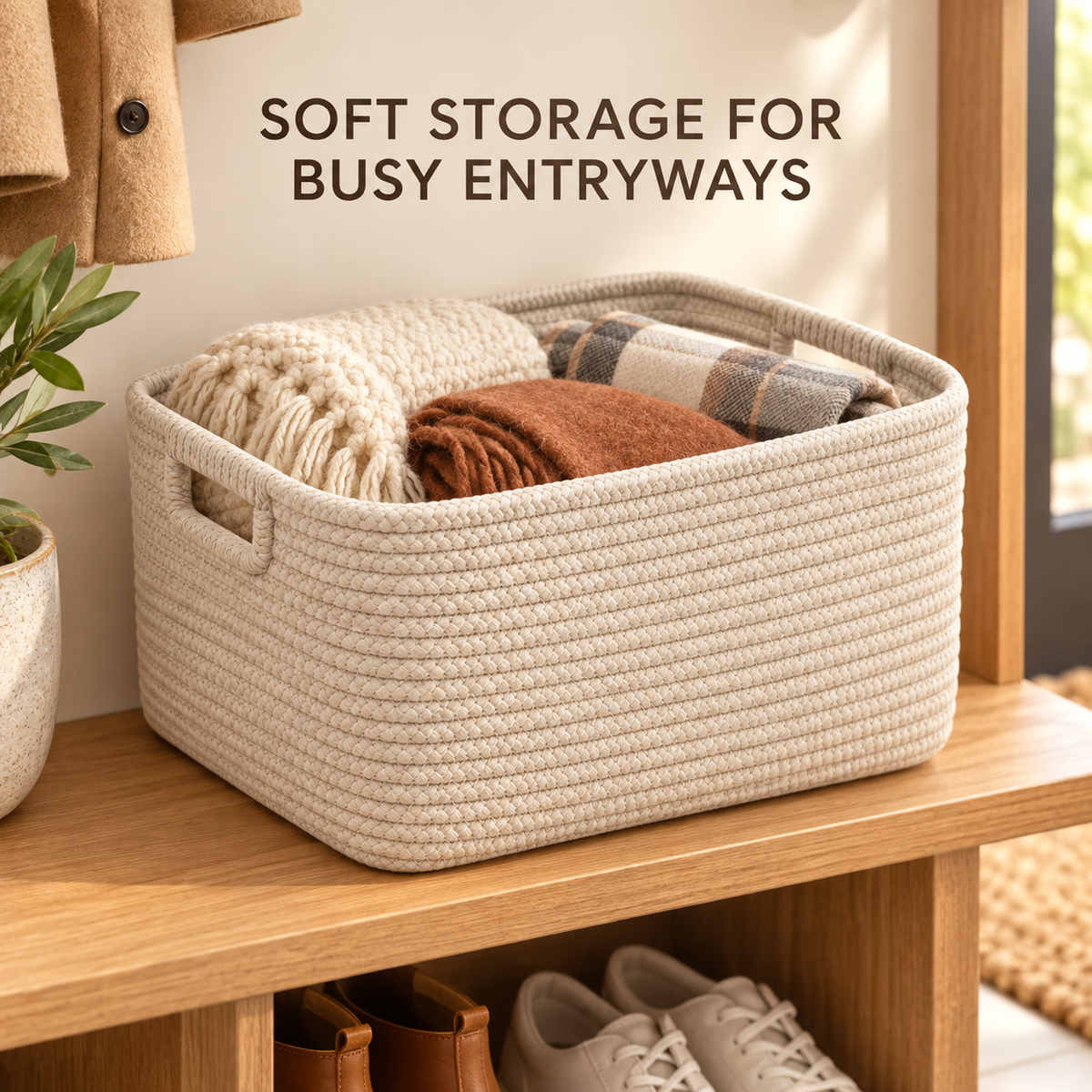 SoftWeave Entryway Storage Basket