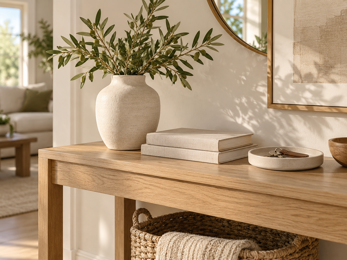 Organized home entryway with practical storage